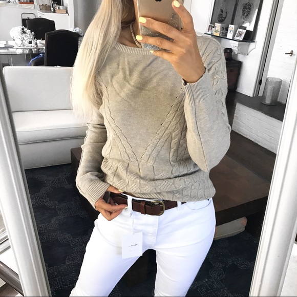 Cyrus Kitten Heather Beige Knit Sweater 